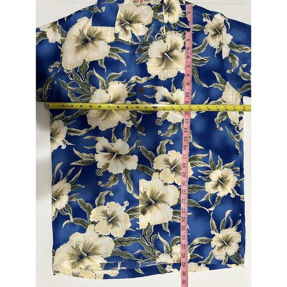 Hula Hula VTG Hawaiian Camp Shirt Blue Tropical Floral Button Up Short Sleeve S - Picture 4 of 5
